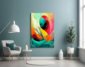 Hidden Swan glass wall art styled above a console in a hallway