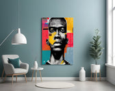 The Rebellious Look glass wall art styled above a console in a hallway