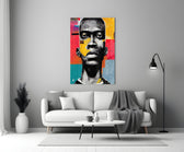 The Rebellious Look close-up showing African portrait with mustard and scarlet patches