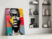 The Rebellious Look glass print enhancing a dining room with cinematic energy
