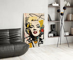 Marilyn Monroe panel adding editorial grace to a living room