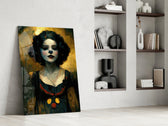 Harley Quinn glass print enhancing a bedroom with cinematic mood