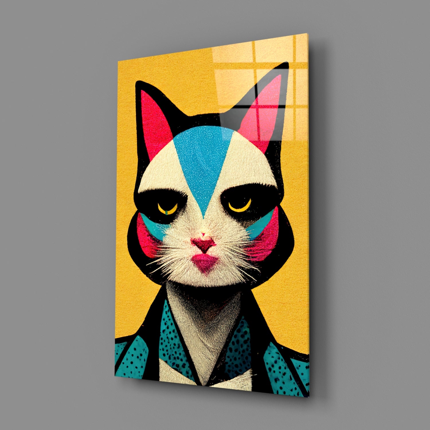 The Cat Glass Wall Art || Designer Collection.
