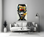 The Rebellious Look close-up showing African portrait with mustard and crimson patches