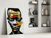 The Rebellious Look glass print enhancing a dining room with cinematic energy