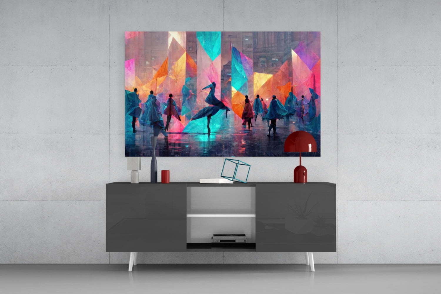 Cubic Walk Glass Wall Art  || Designers Collection.