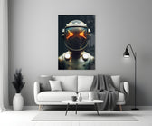 Robotic View close-up showing astronaut helmet with X-shaped amber lenses