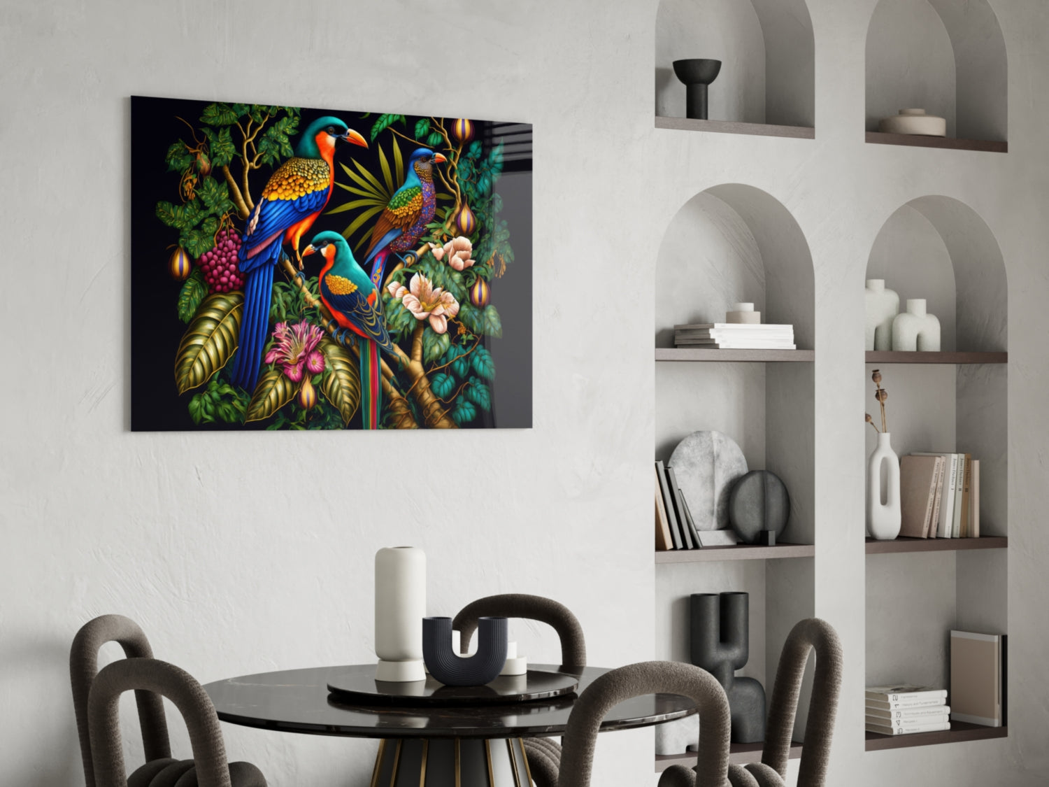 Tropical Birds Glass Wall Art  || Designers Collection.