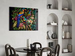 Tropical Birds panel adding editorial grace to a bedroom