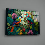 Botanical-illustration panel bringing luminous energy to a contemporary living room