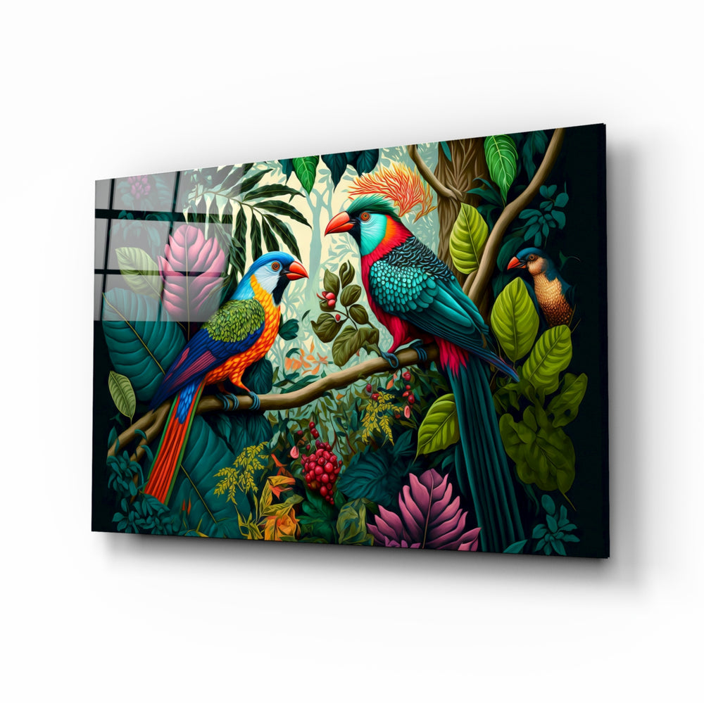 Dating on Amazon glass wall art displayed above a walnut sideboard in a contemporary dining room with linen drapes