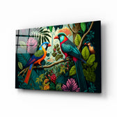 Dating on Amazon glass wall art displayed above a walnut sideboard in a contemporary dining room with linen drapes