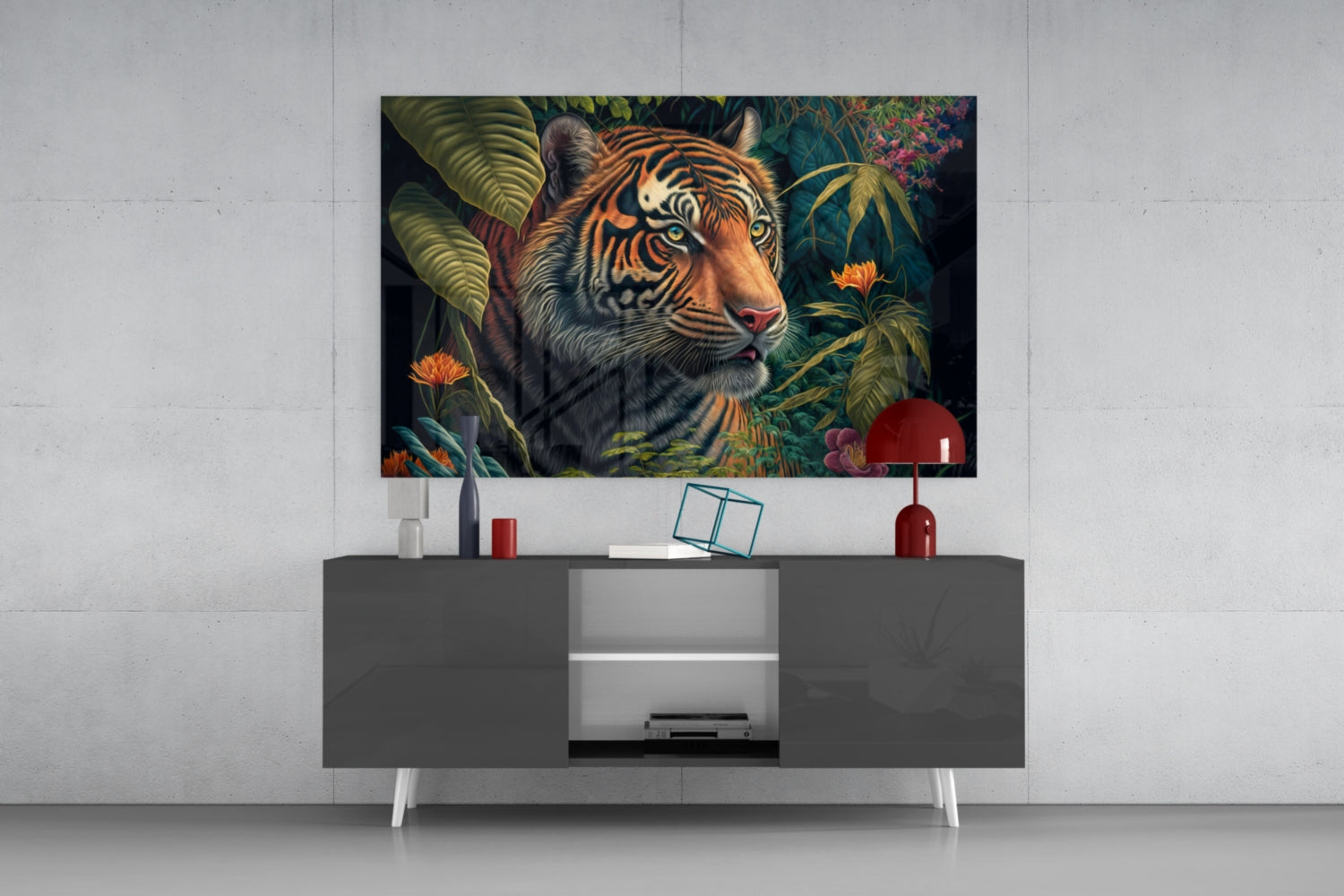 Trap Behind Flowers Glass Wall Art  || Designers Collection.