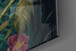 Trap Behind Flowers artwork anchoring a wall with bold dramatic palette