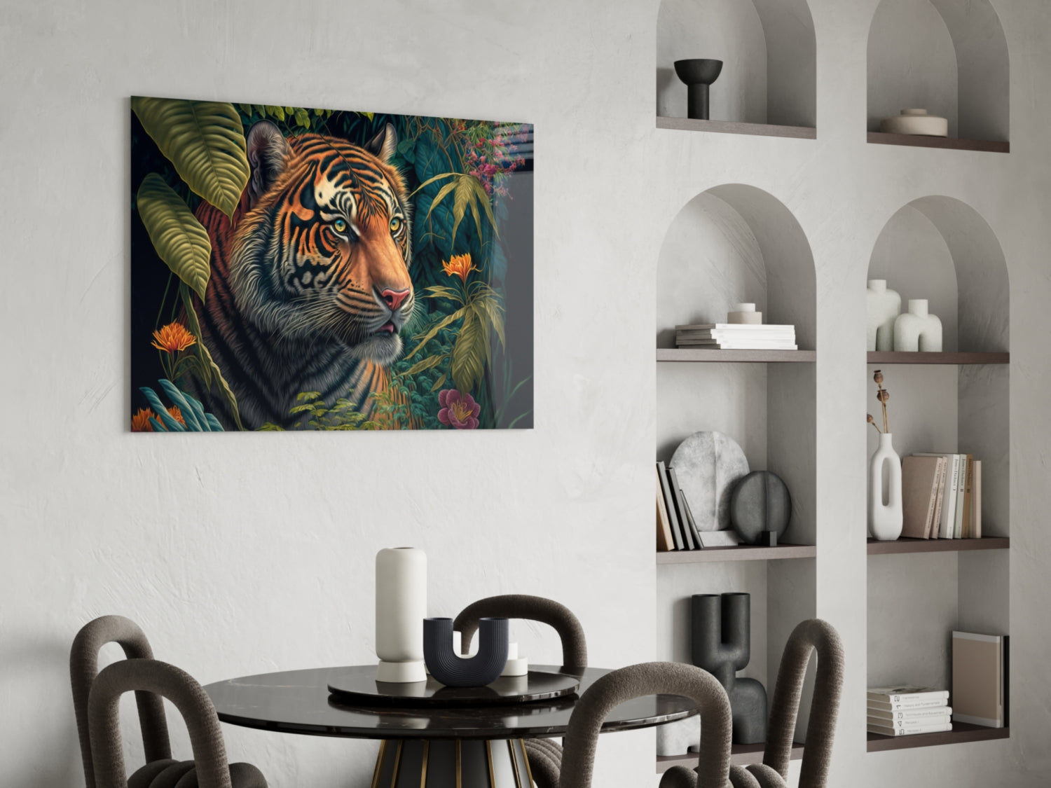 Trap Behind Flowers Glass Wall Art  || Designers Collection.