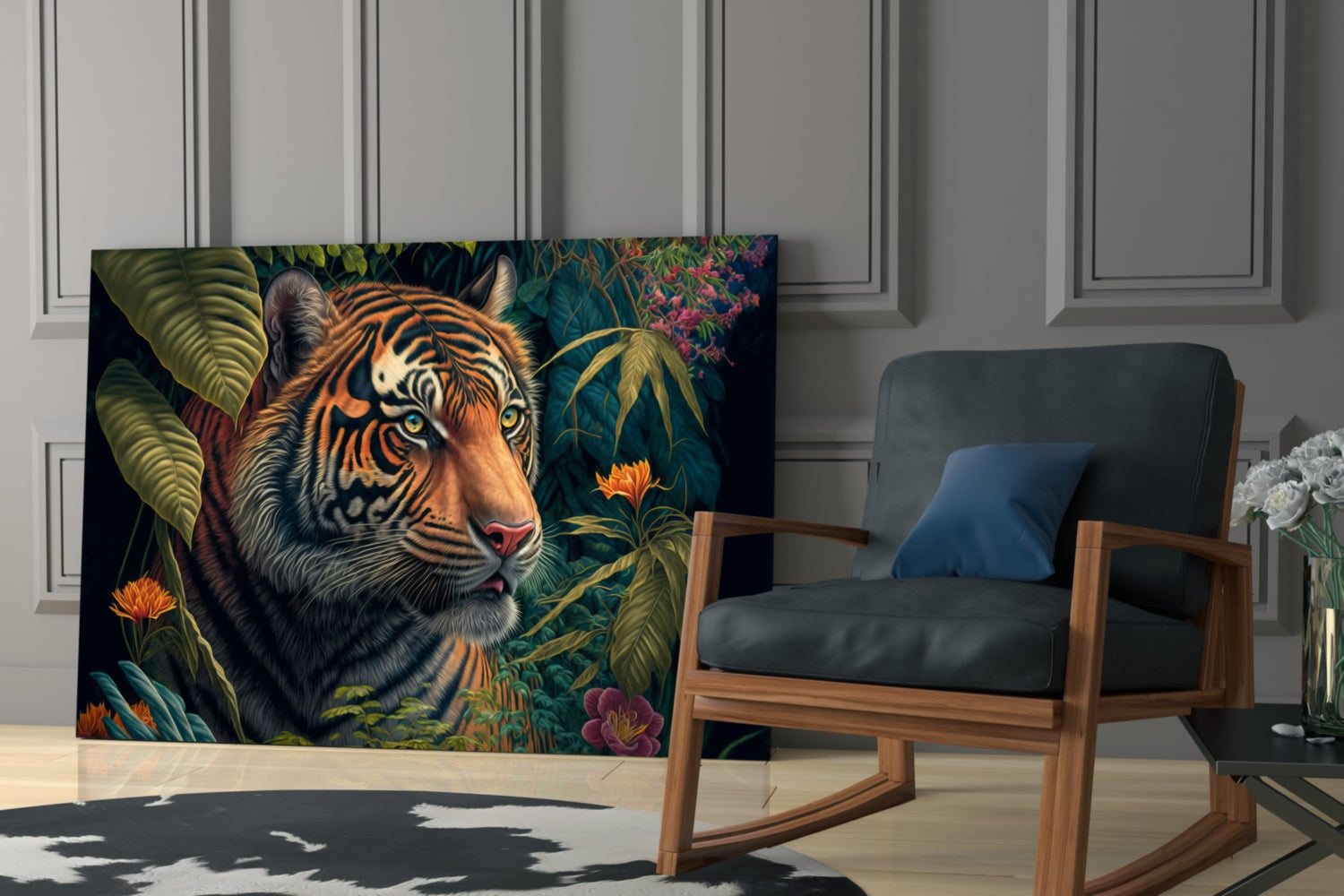 Trap Behind Flowers Glass Wall Art  || Designers Collection.