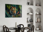 Trap Behind Flowers panel adding editorial grace to an office