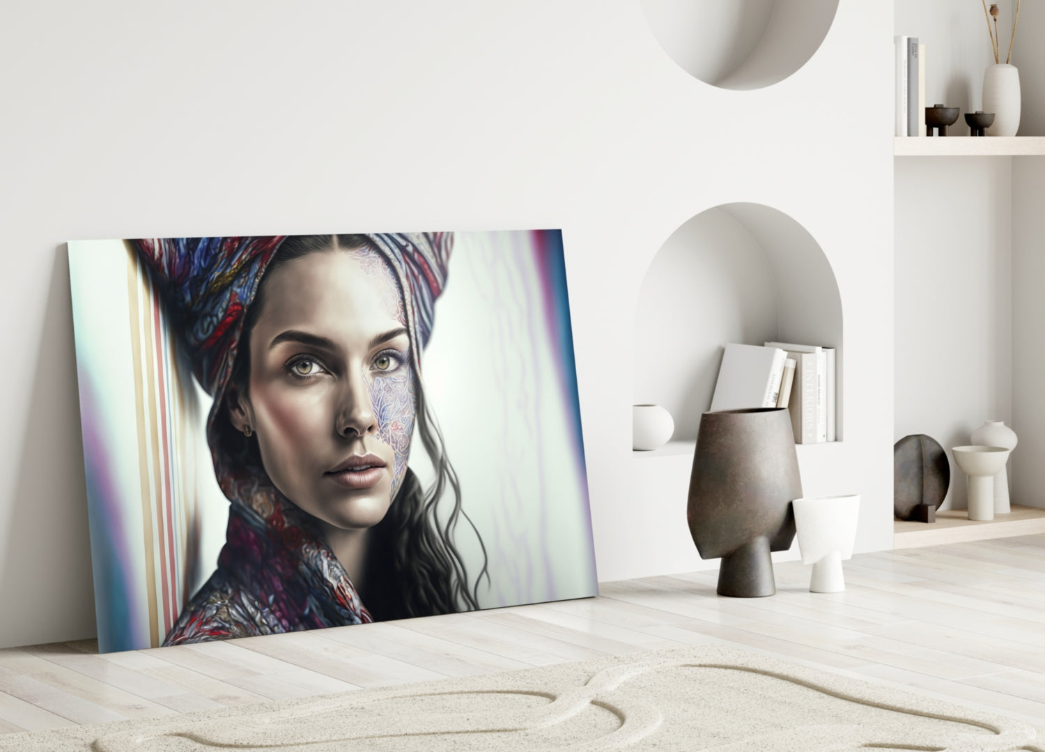 Girl with a Tattoo Glass Wall Art  || Designer Collection.