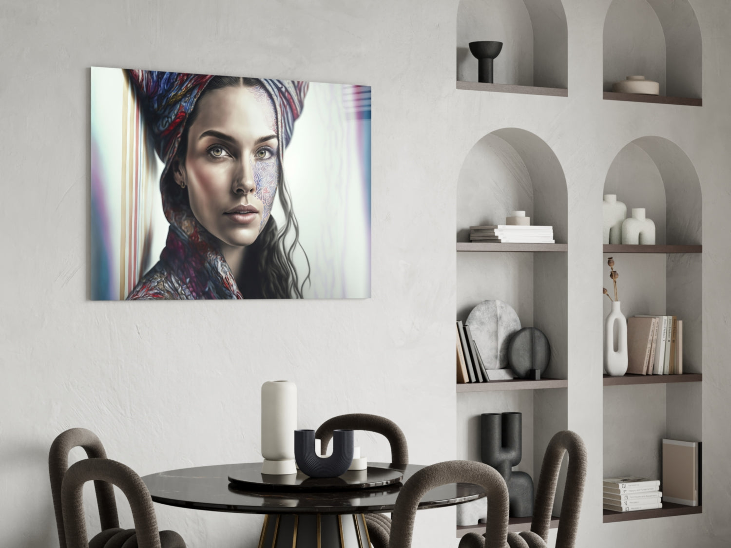 Girl with a Tattoo Glass Wall Art  || Designer Collection.