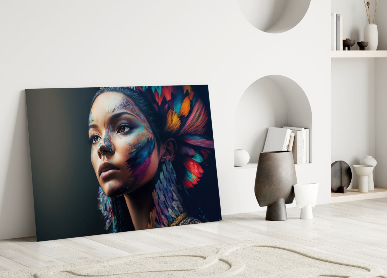 Girl with a Tattoo Glass Wall Art  || Designer Collection.