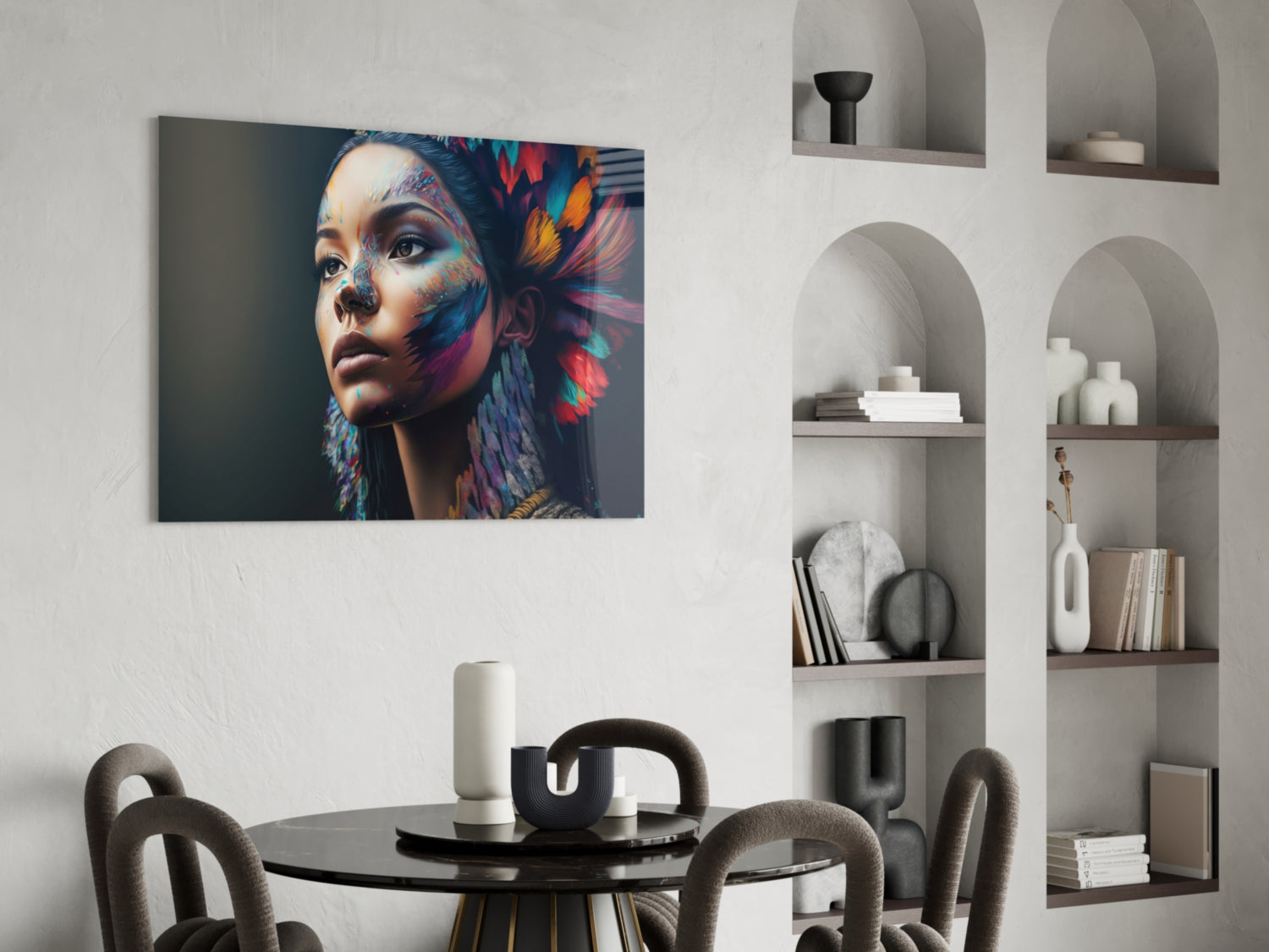 Girl with a Tattoo Glass Wall Art  || Designer Collection.