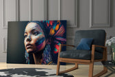 Girl with a Tattoo glass print enhancing a study with cinematic mood