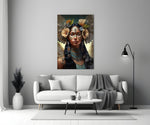 Princess of Flowers close-up showing indigenous muse with golden marigolds and turquoise beads
