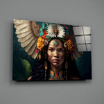 Tribal-portrait panel bringing monumental grace to a contemporary living room