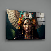 Tribal-portrait panel bringing monumental grace to a contemporary living room