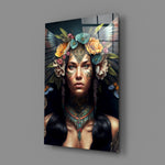 Tribal-portrait panel bringing kinetic grace to a contemporary hallway