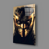 Samurai-cinema panel bringing kinetic gravity to a contemporary office