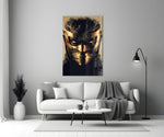 Masked Horror close-up showing masked figure through golden scorpion-banded mask