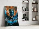 Bloody Batman glass print enhancing a gaming room with cinematic mood