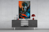Bloody Superman panel catching screen glow to reveal its kinetic gravity