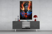 Bloody Superman panel catching screen glow to reveal its kinetic charge