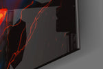 Bloody Superman artwork anchoring a wall with bold dramatic palette