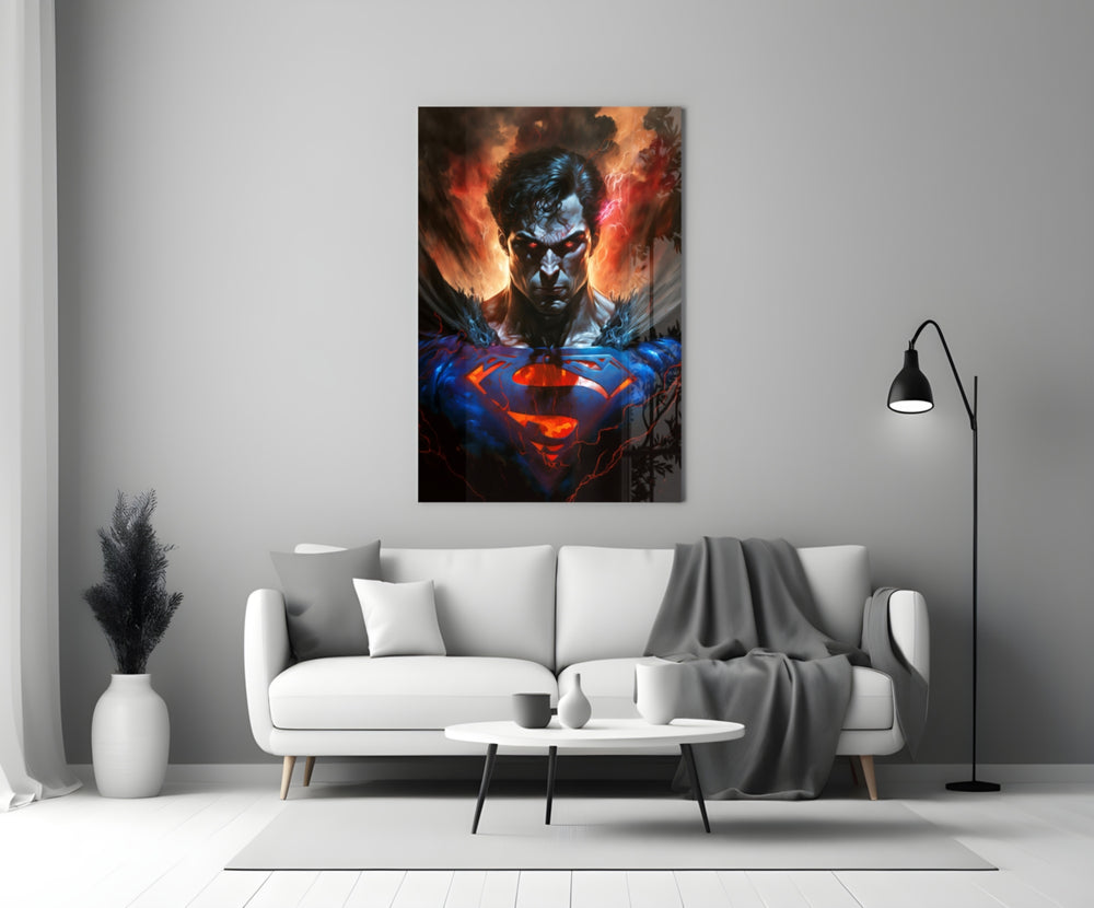Bloody Superman close-up showing enraged Man of Steel amid crimson lightning veins