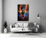 Bloody Superman close-up showing enraged Man of Steel amid crimson lightning veins