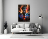 Bloody Superman close-up showing enraged Man of Steel amid crimson lightning veins