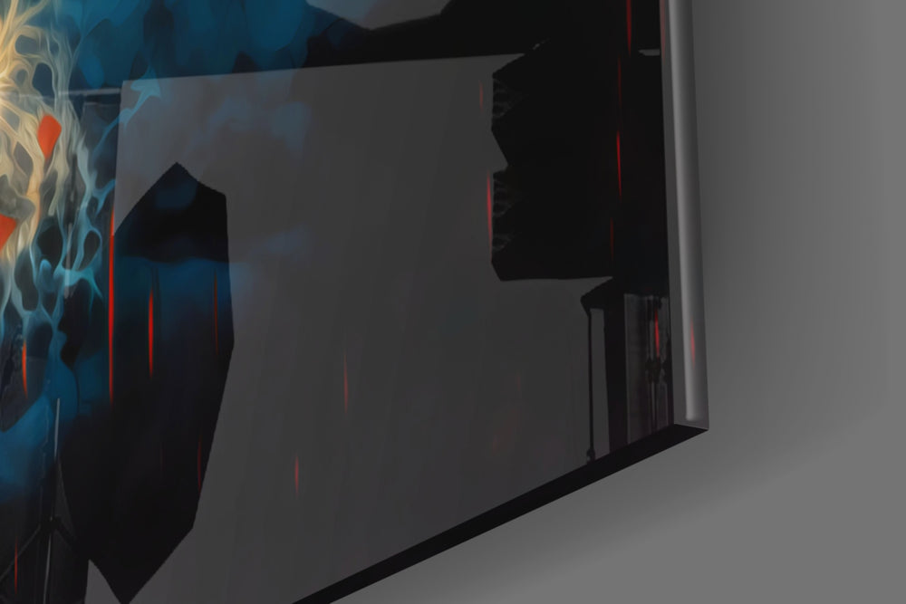 Thirst for Blood artwork anchoring a wall with bold dramatic palette