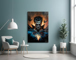 Thirst for Blood glass wall art styled above a desk in an office