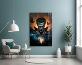 Thirst for Blood glass wall art styled above a desk in an office