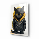 Cutie Cool glass wall art displayed above a desk in a kids room with canary and graphite accents