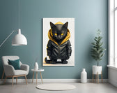 Cutie Cool glass wall art styled above a console in a living room