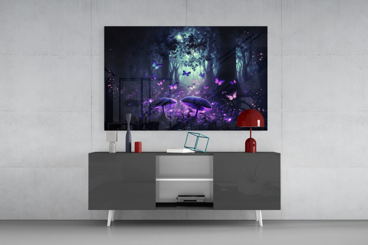 Mushrooms' Love Glass Wall Art  || Designer Collection.