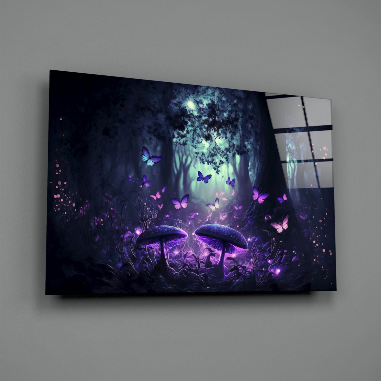 Mushrooms' Love Glass Wall Art  || Designer Collection.