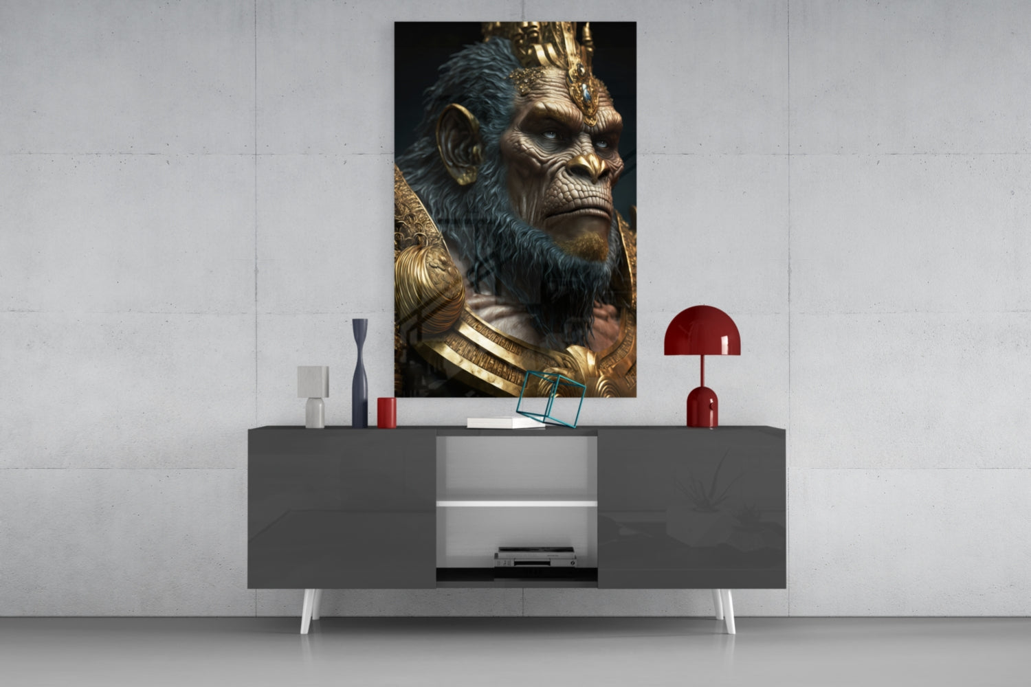 Ape King Glass Wall Art  || Designer Collection.