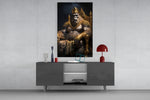 Ape King in Throne panel catching window light to reveal its imperial gravity
