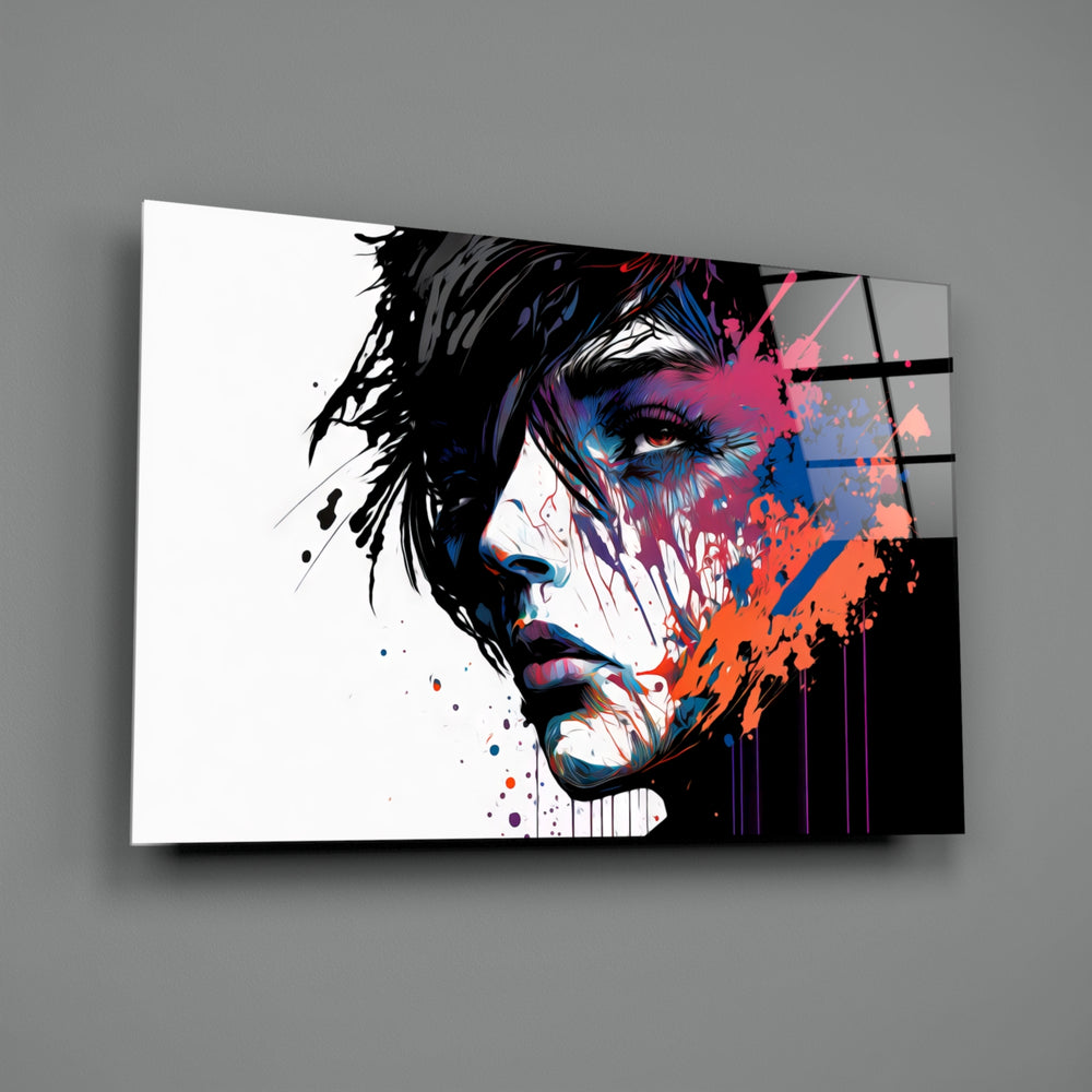 Pop-splatter panel bringing kinetic charge to a contemporary living room
