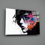 Pop-splatter panel bringing kinetic charge to a contemporary living room